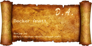 Decker Anett névjegykártya